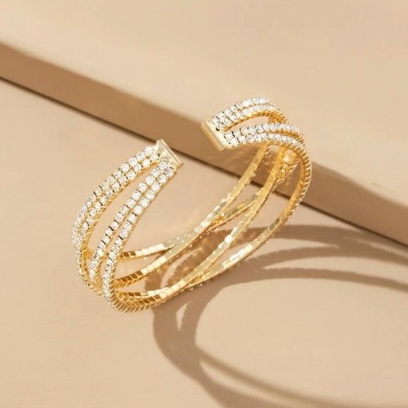 Radiant Elegance Rhinestone Cuff Bangle - Picture 2 of 4